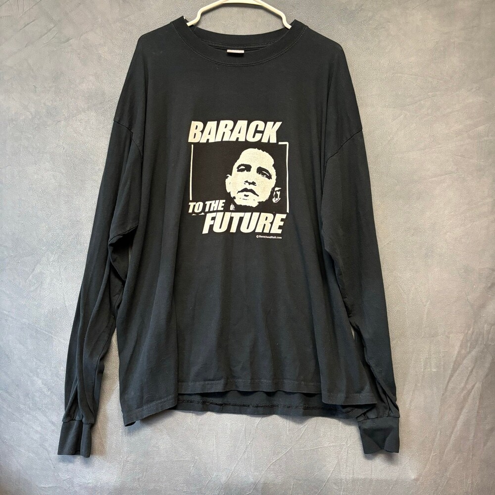 Barack to the Future Shirt Long Sleeve 2XL Barak and Roll President Obama Gildan